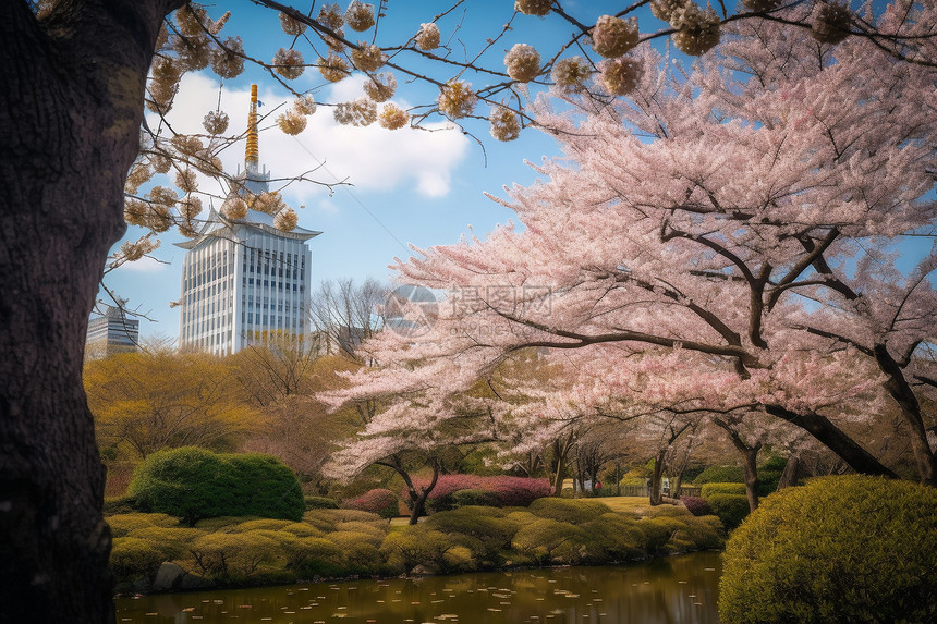 春天东京户外的美丽景观图片