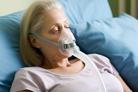 靠呼吸机呼吸的女人高清图片
