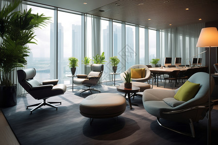 现代企业大楼中的休息区背景图片