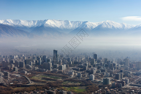 雪山下的城市建筑图片