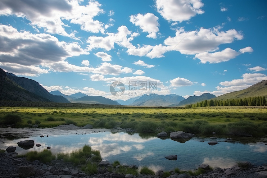 夏季的乡村溪流图片