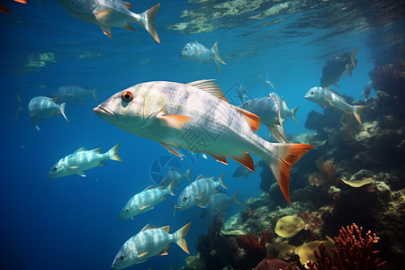 海底的野生鱼类背景图片