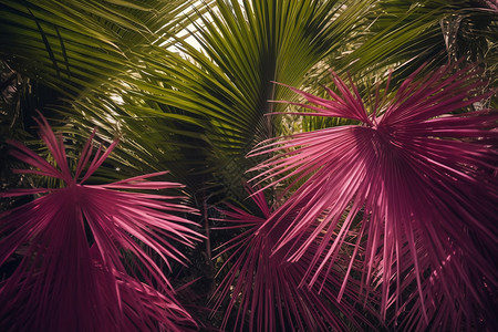 粉色的棕榈叶图片