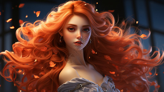 女孩美丽的红发背景图片