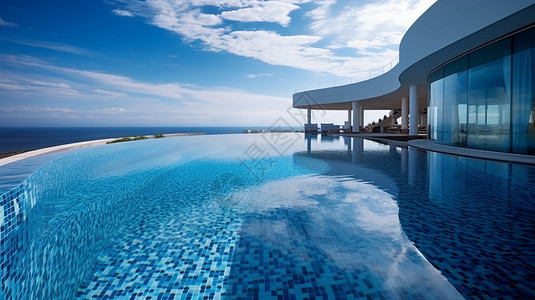 酒店中的游泳池背景图片