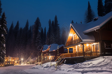 冬天小屋住宅外观高清图片