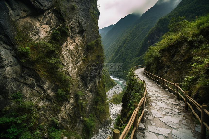 壮观的山间大峡谷景观图片