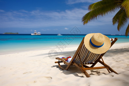 加勒比海滩度假夏天海滩椅背景