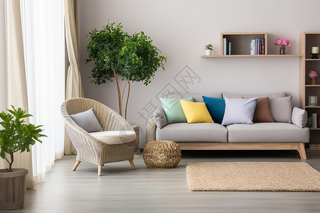温馨简约客厅沙发软装设计背景图片