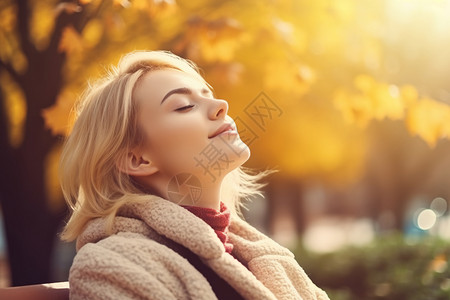 自然呼吸在享受空气的女人背景