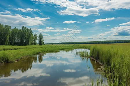 乡村河流的自然景观图片