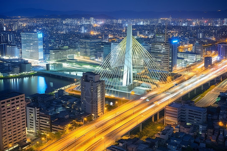 发展城市的夜晚景观图片