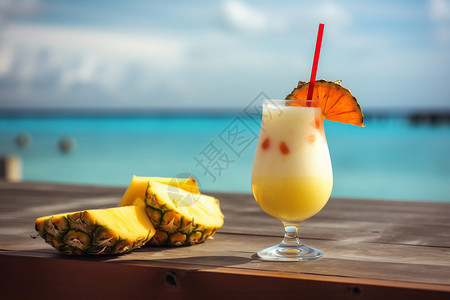菠萝果汁度假的小菠萝高清图片