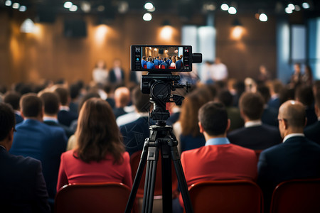 视频商务会议会议上的便携式录像设备背景