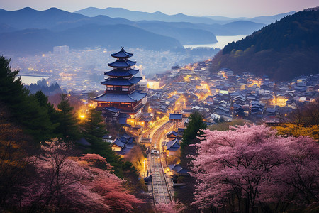 樱花盛开的京都景观图片