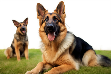 草坪上的德国猎犬背景图片
