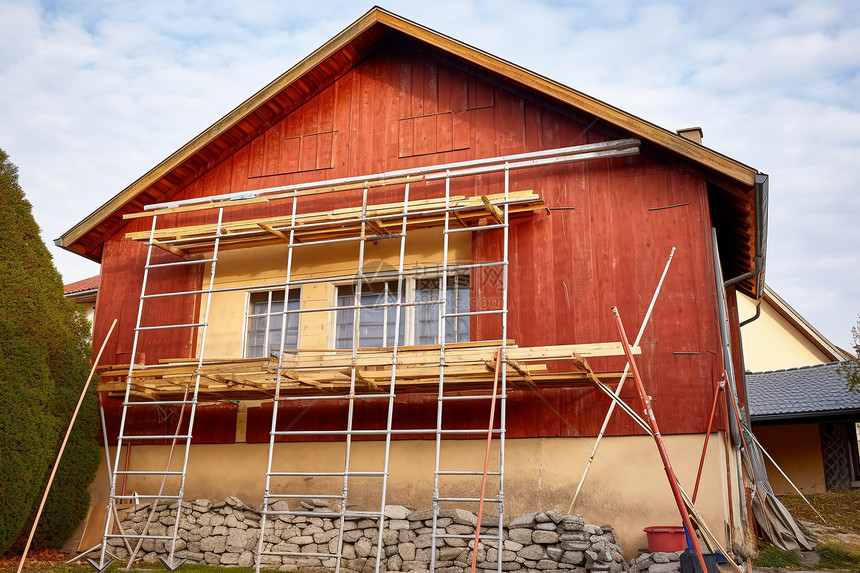 建造中的乡村小屋图片