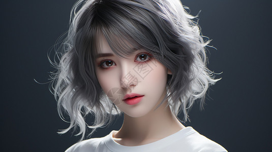 刘海发型3D效果的中国女孩设计图片