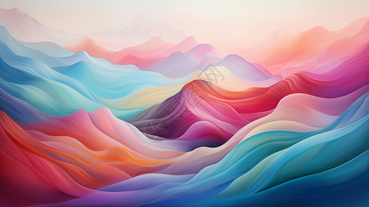 山脉线条彩虹色的流畅线条设计图片