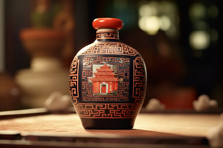 国风陶瓷白酒罐背景图片