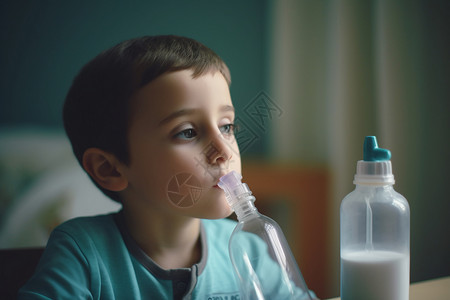 治疗呼吸系统的男孩背景