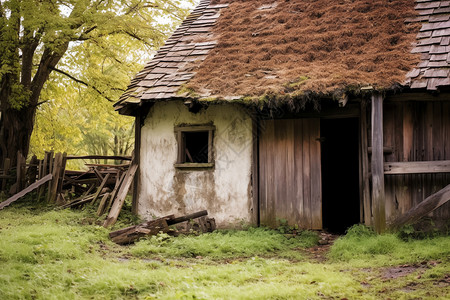 棚屋乡村废弃的建筑房屋背景