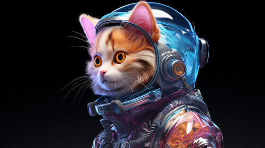 长胡须穿着太空服的猫设计图片