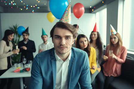办公室生日派对上的年轻人图片