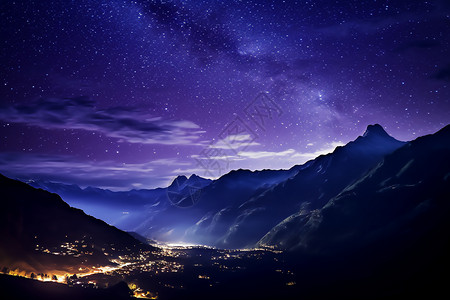 山上夜夏天空全景高清图片