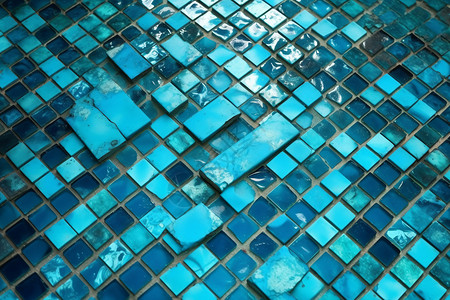 浅池底层的蓝色牌列行背景图片