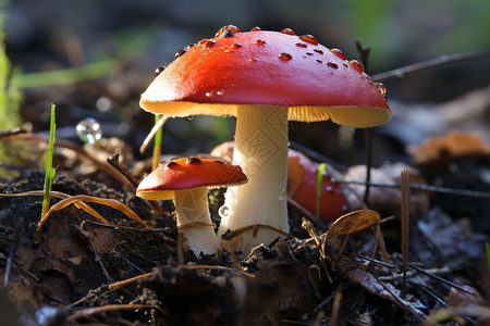 自然蘑菇森林担子菌高清图片
