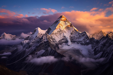 宏伟的雪山景象图片