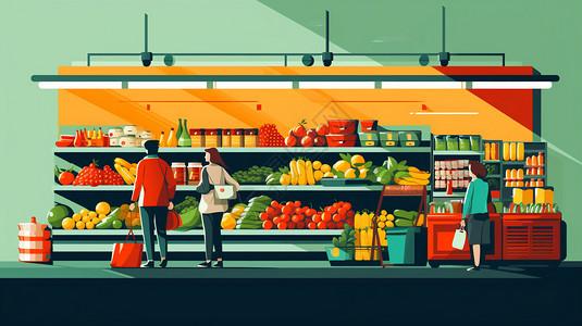 购物超市内的消费者高清图片