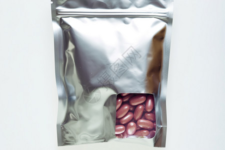 咖啡豆包装银色塑料包装的产品背景