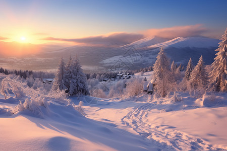 冬季雪山景色图片