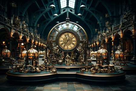 教堂室内机械钟表的世界设计图片