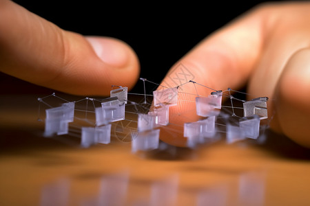 3d透明素材3D打印的石墨烯晶体模型背景