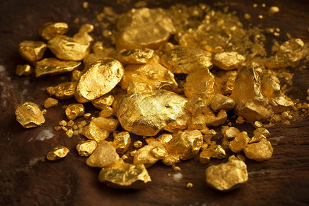 一堆黄金黄金矿石高清图片