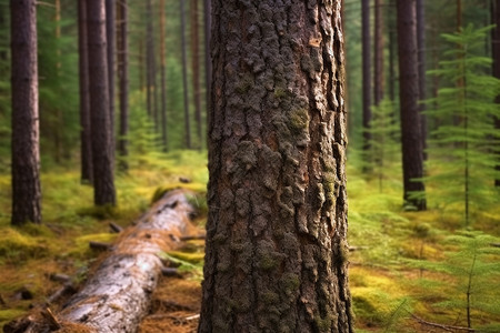 森林中的原木材图片