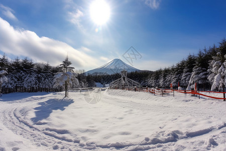 乡村滑雪场的景观图片