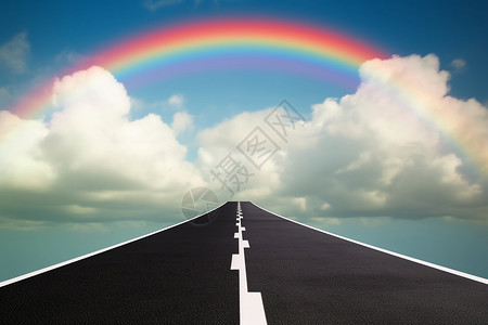 彩虹与路素材一条通向天空的路设计图片
