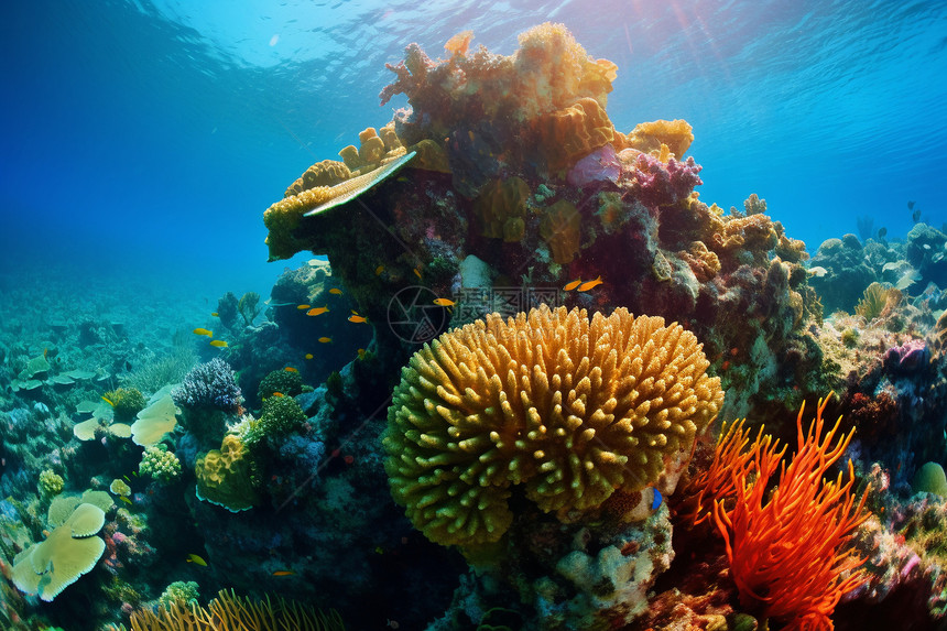 清澈海底的珊瑚图片