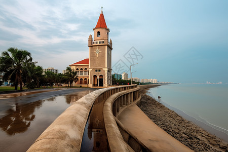 沿海城市的地标建筑图片