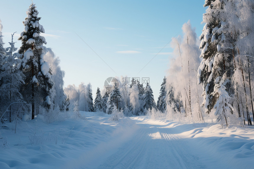 乡村冬天寒冷道路图片