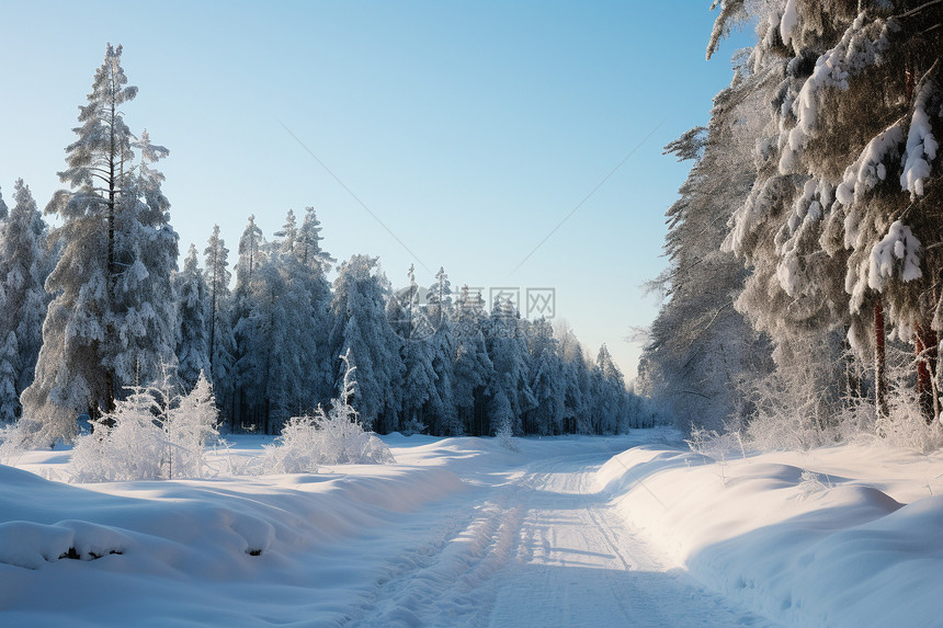 乡村冬天寒冷道路景观图片