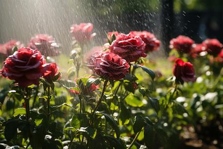 被水打湿了的玫瑰花图片