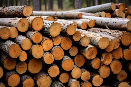 砍伐好的原木木材图片素材