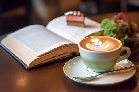 休闲时间咖啡店休闲阅读时间背景
