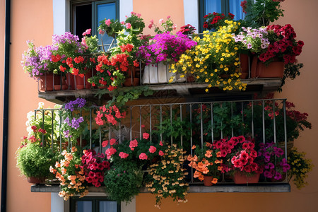 开满鲜花的阳台图片