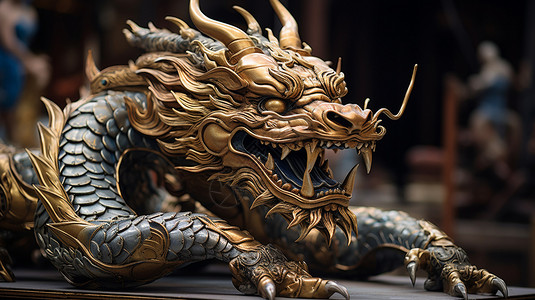 独特龙纹盔甲的中国龙背景图片